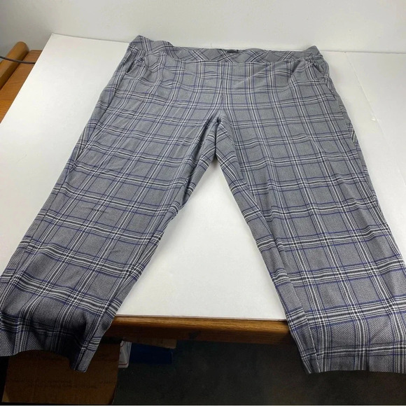 Torrid Womens 4X Blue Plaid Ponte Pull On Pants Elastic Waistband Ankle Length - Picture 4 of 12